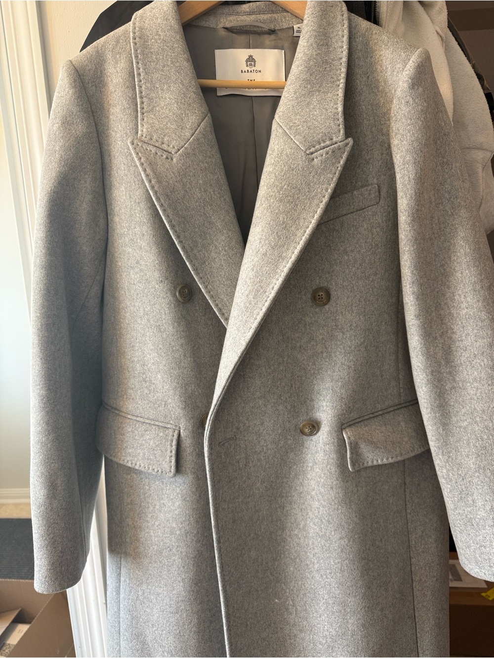 Aritzia Babaton The Constant Coat Wool Cashmere Gray XL Like New